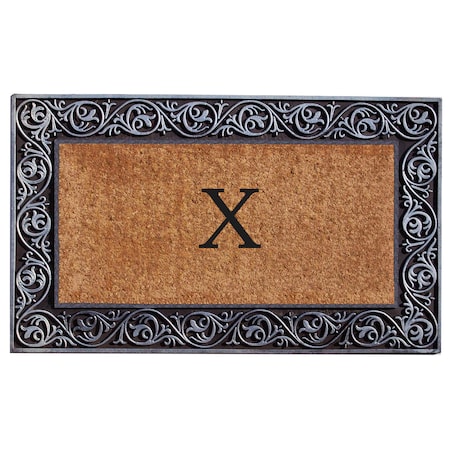 Monogram Door Mat, Silver, Black, Natural, 18 in W x 30 in L